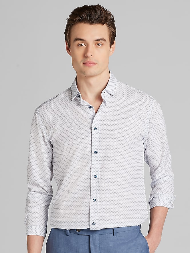 Awearness Kenneth Cole Slim Fit 4-Way Stretch Mini Arrow Button Up Shirt