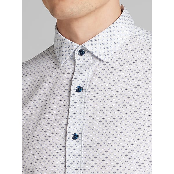 Awearness Kenneth Cole Men's Slim Fit 4-Way Stretch Mini Arrow Button Up Shirt White - Size: 1X TMW69YX50110