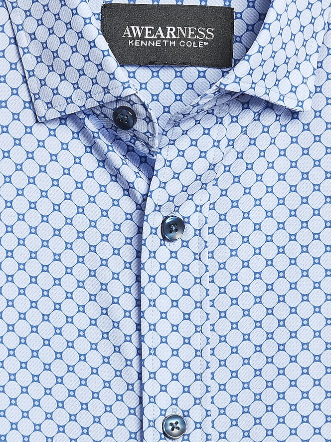 Awearness Kenneth Cole Slim Fit 4-Way Stretch Circle Tile Button Up Shirt