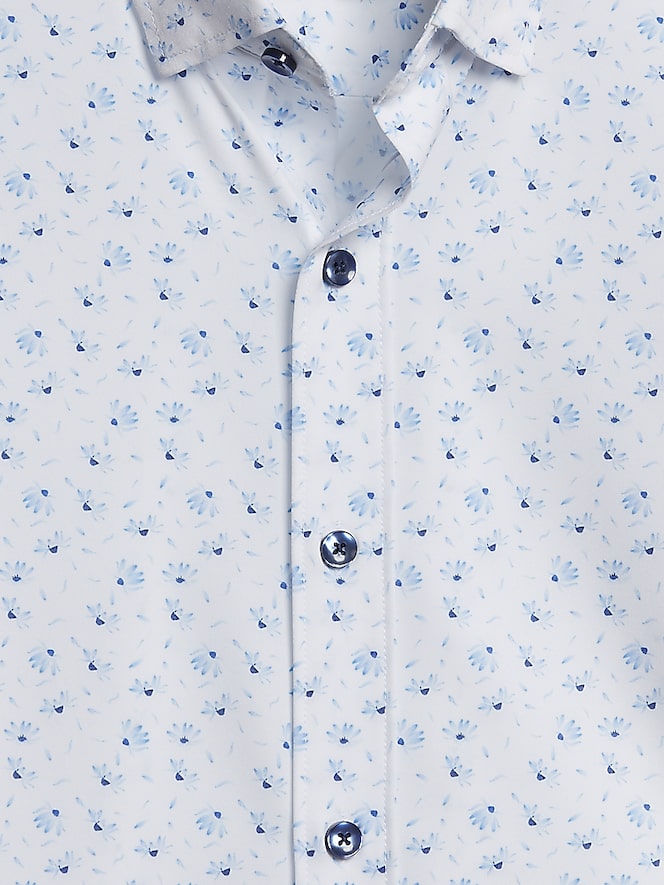 Awearness Kenneth Cole Slim Fit 4-Way Stretch Mini Floral Short Sleeve Button Up Shirt