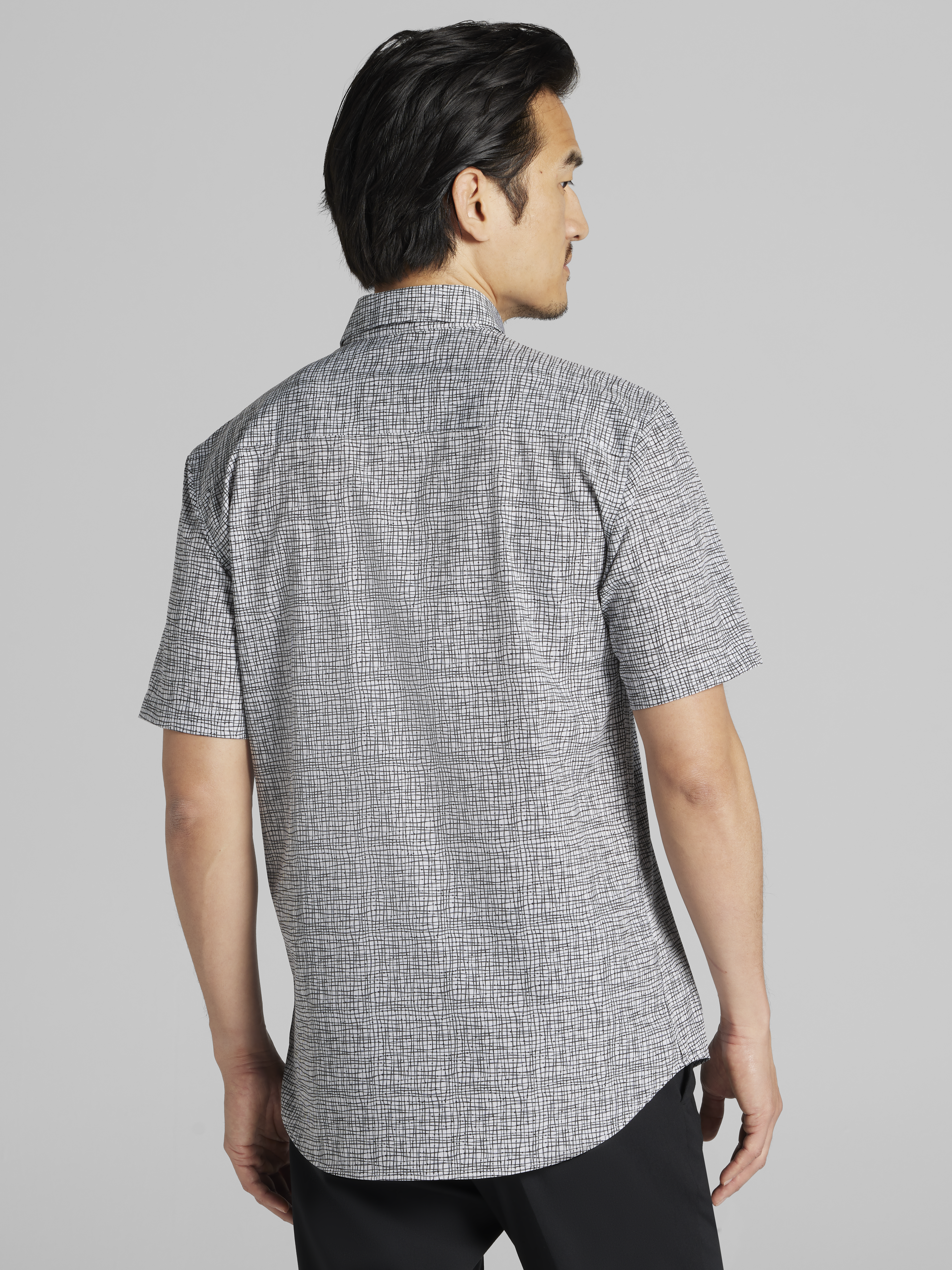 Slim Fit 4-Way Stretch Short Sleeve Button Up Shirt