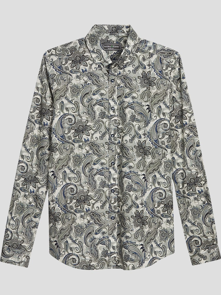 CALEE／Allover paisley pattern L/S shirt
