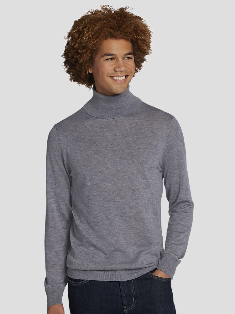 Paisley Gray Slim Fit Fine Gauge Turtleneck Sweater Sweaters Men s Wearhouse