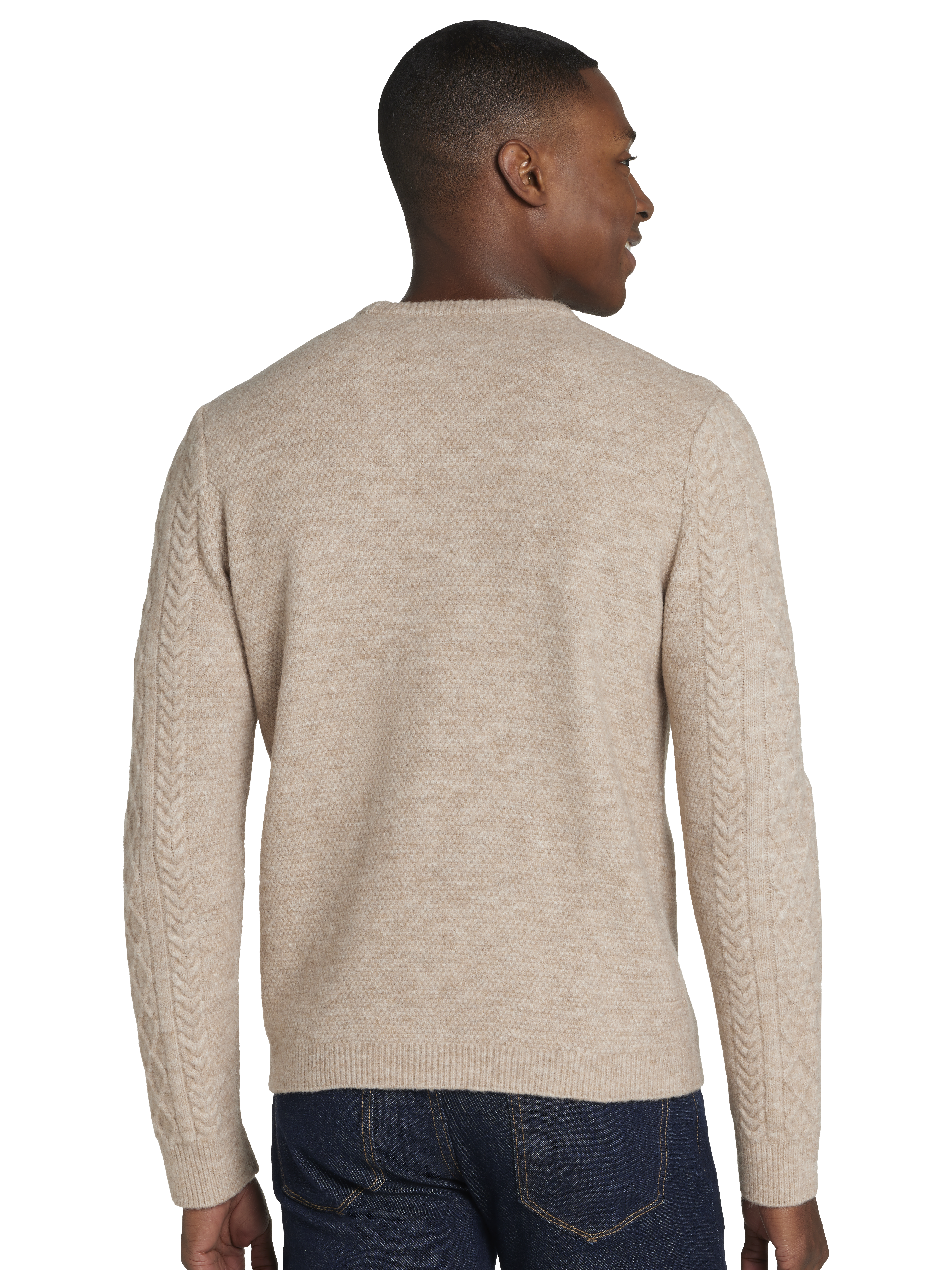 Slim Fit Cable Knit Crew Neck Sweater