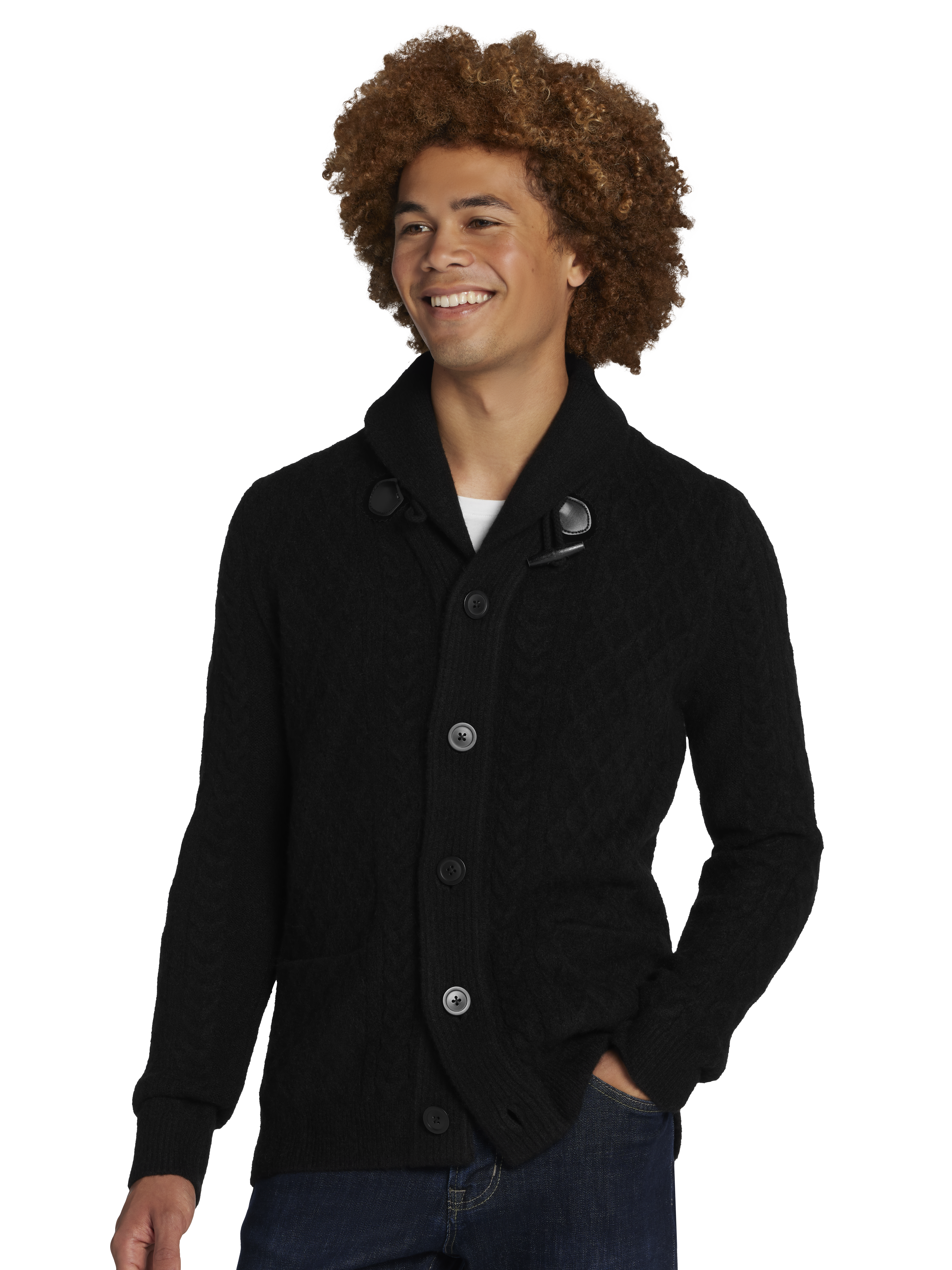 Slim Fit Cable Knit Shawl Cardigan