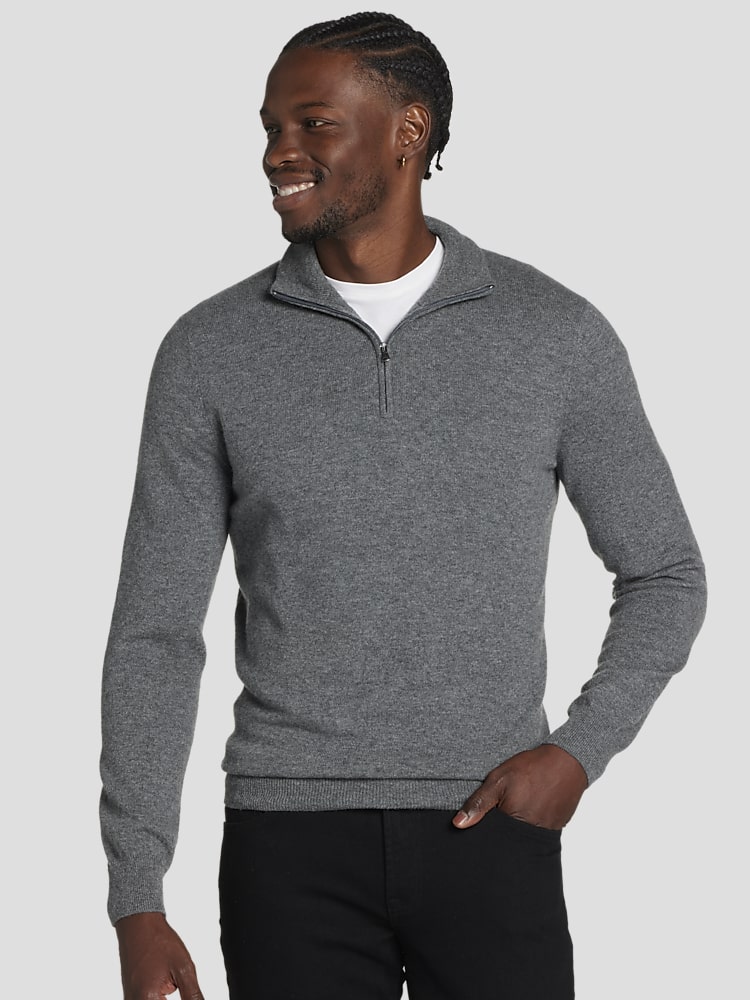 Joseph Abboud Modern Fit 1 4 Zip Cashmere Sweater Quarter Zip Men s Wearhouse