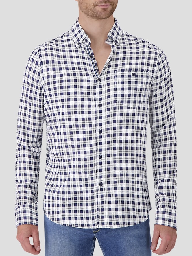 Report Collection Modern Fit Check Modal Button Up Shirt