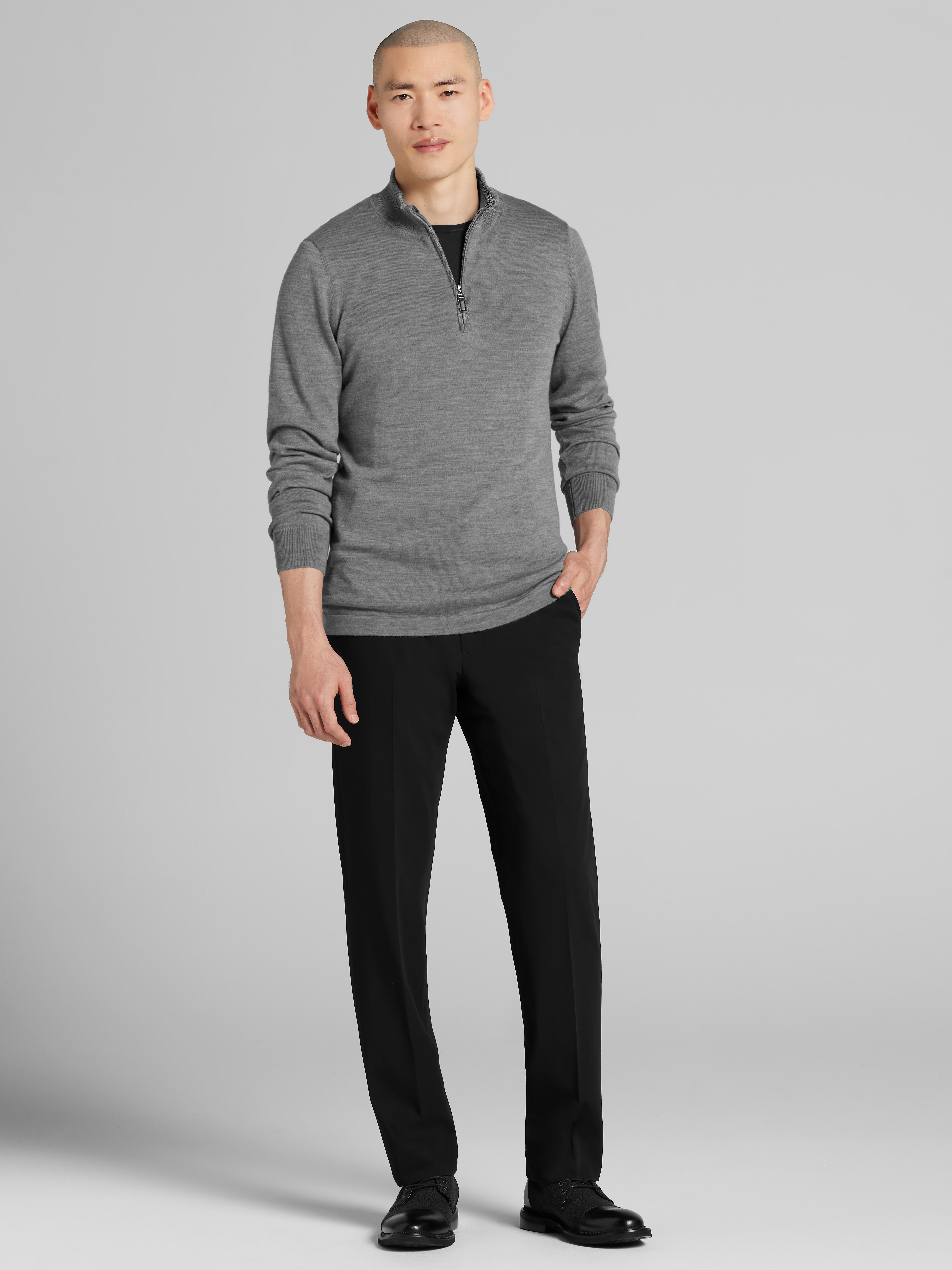 Merino Wool Quarter Zip Sweater