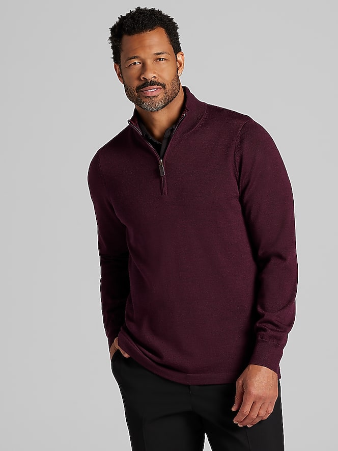 Joseph Abboud Merino Wool Quarter Zip Sweater