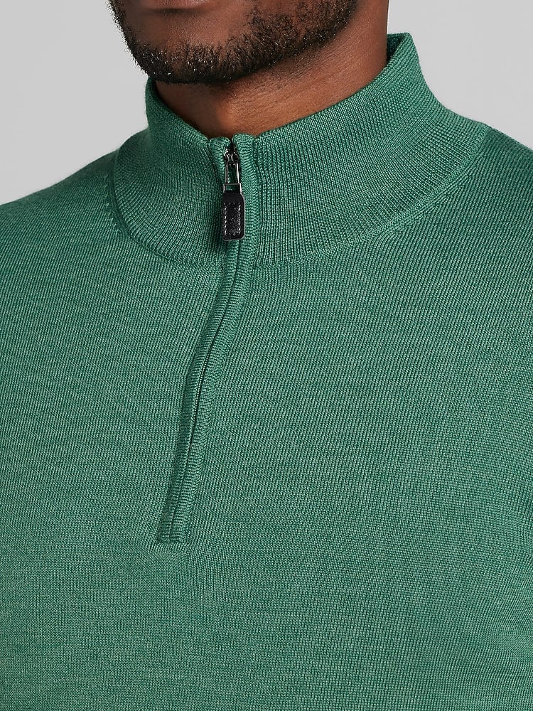Joseph Abboud Merino Wool 1/4 Zip Sweater, Smoke Pine - Green