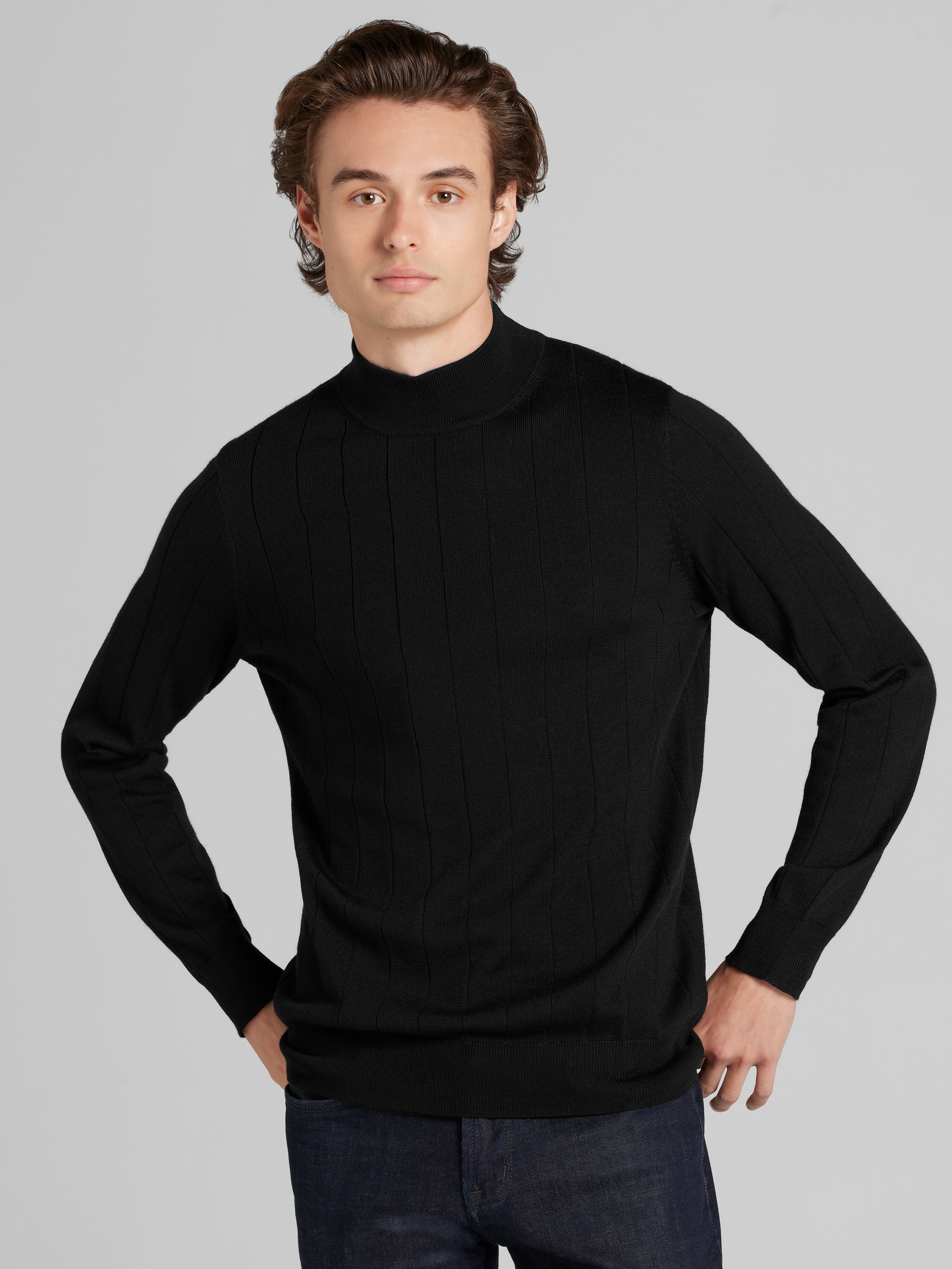 Merino Wool Mock Neck Sweater