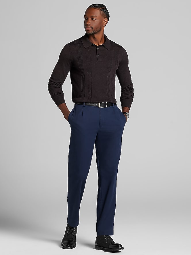 Joseph Abboud Modern Fit Stitch Panel Merino Wool Sweater