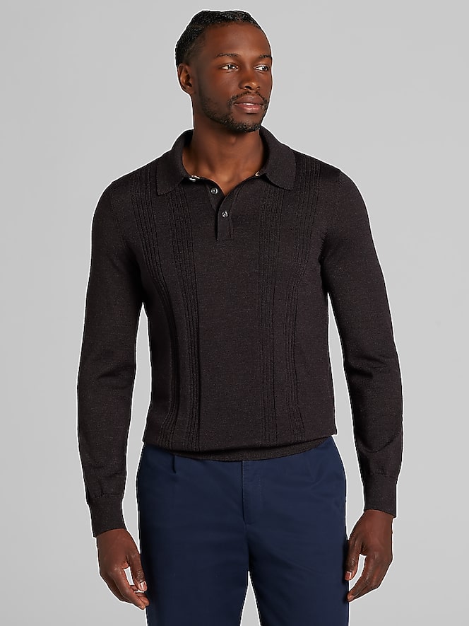 Joseph Abboud Modern Fit Stitch Panel Merino Wool Sweater