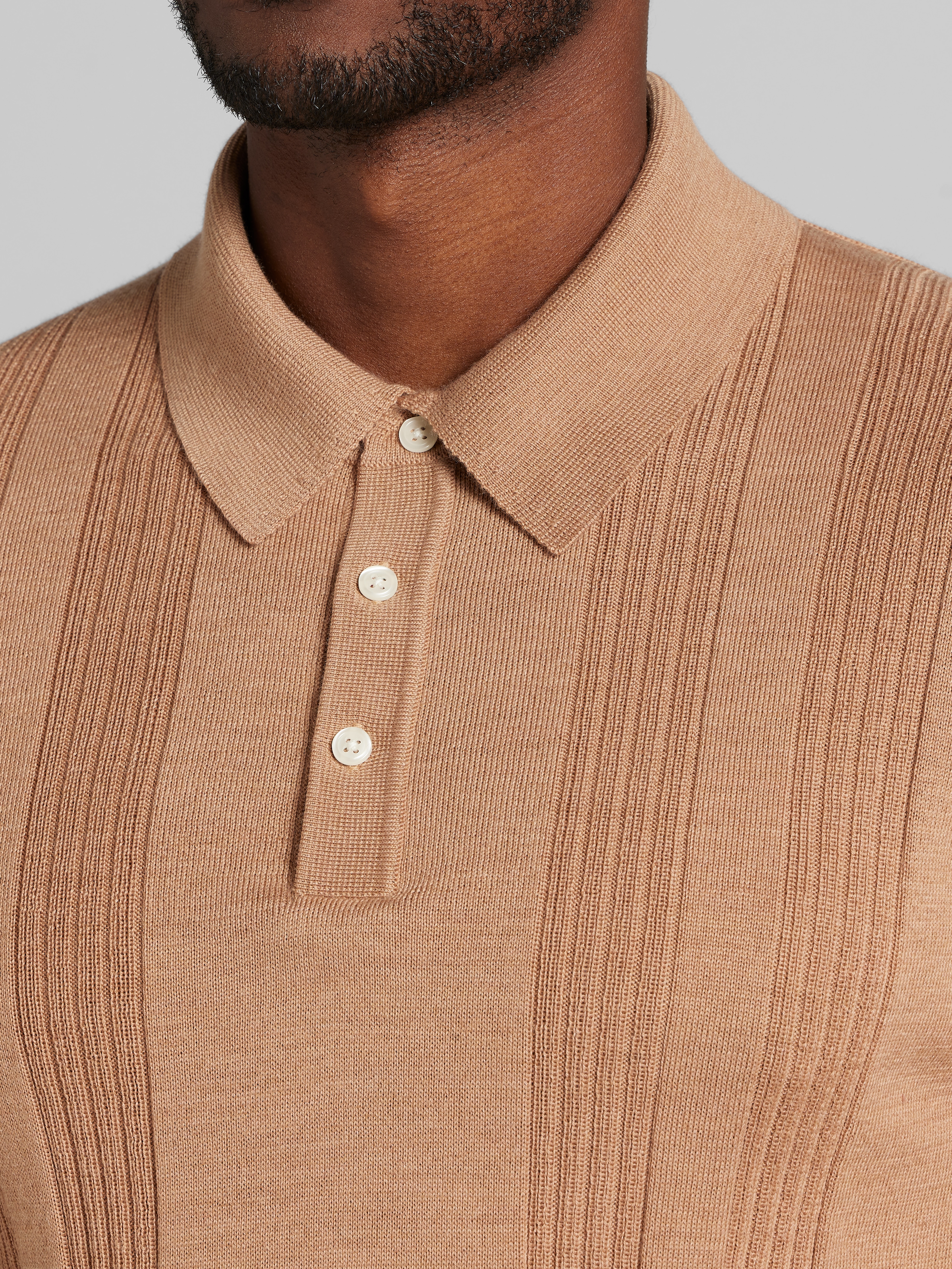 Modern Fit Stitch Panel Merino Wool Sweater