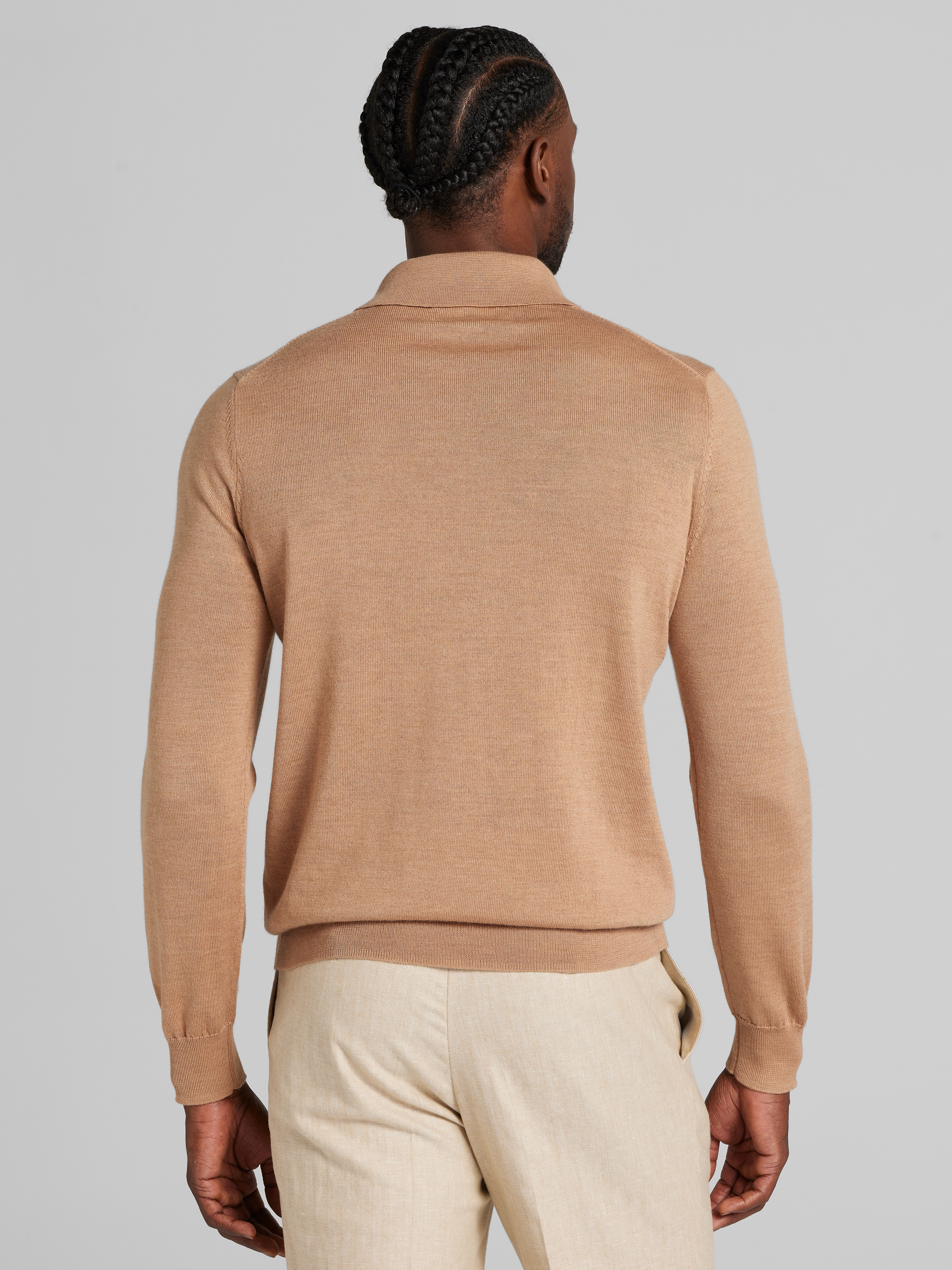 Modern Fit Stitch Panel Merino Wool Sweater