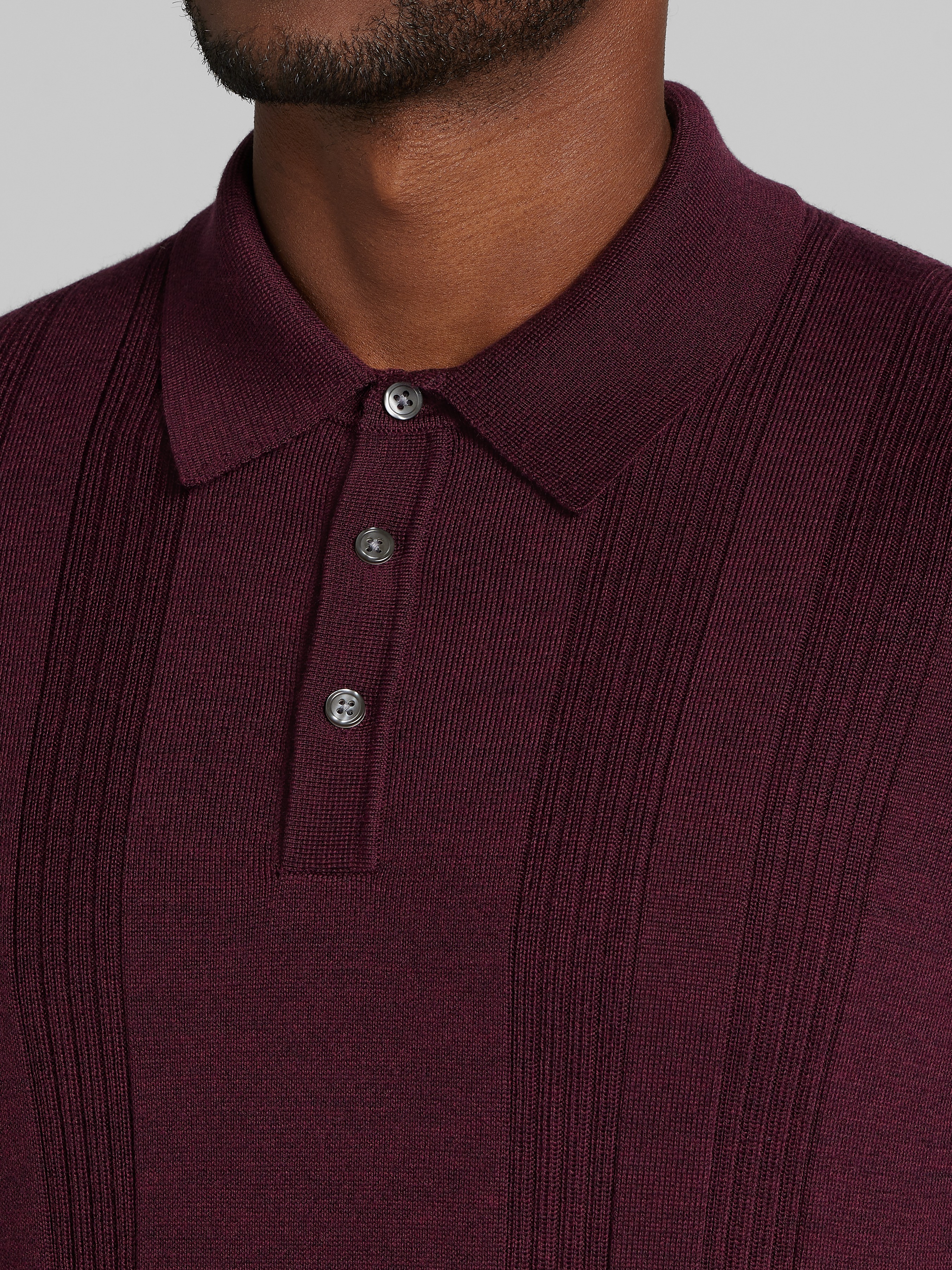 Modern Fit Stitch Panel Merino Wool Sweater