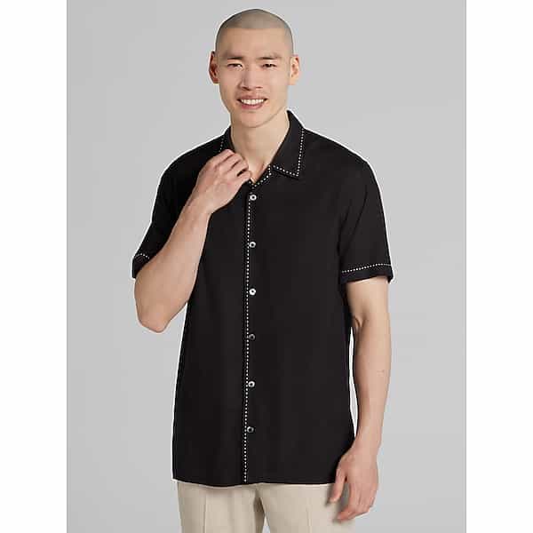 Pronto Uomo Men's Modern Fit Button Up Shirt Black - Size: LT - Only Available at Men's Wearhouse TMW6B7X50502