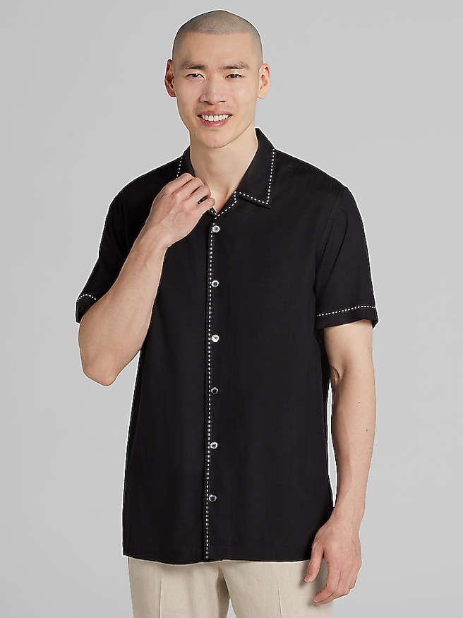 Pronto Uomo Big & Tall Men's Modern Fit Button Up Shirt , Black