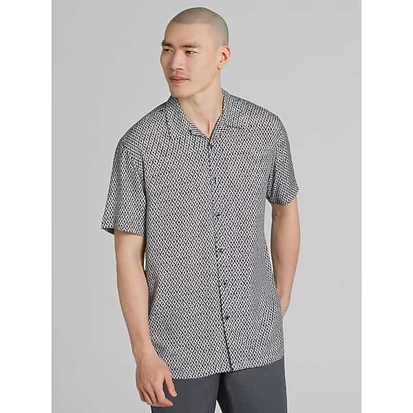 Pronto Uomo Men's Modern Fit Camp Shirt Black - Size: 4X - Only Available at Men's Wearhouse TMW6B8150802