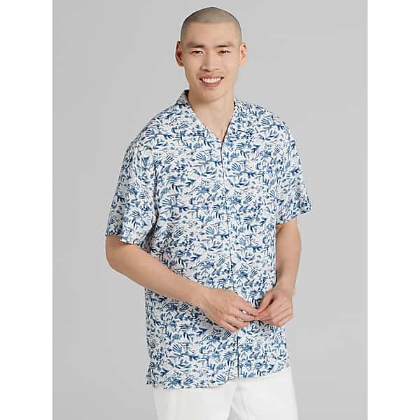 Pronto Uomo Big & Tall Men's Modern Fit Camp Shirt Med Blue - Size: 2X - Only Available at Men's Wearhouse TMW6B8550214