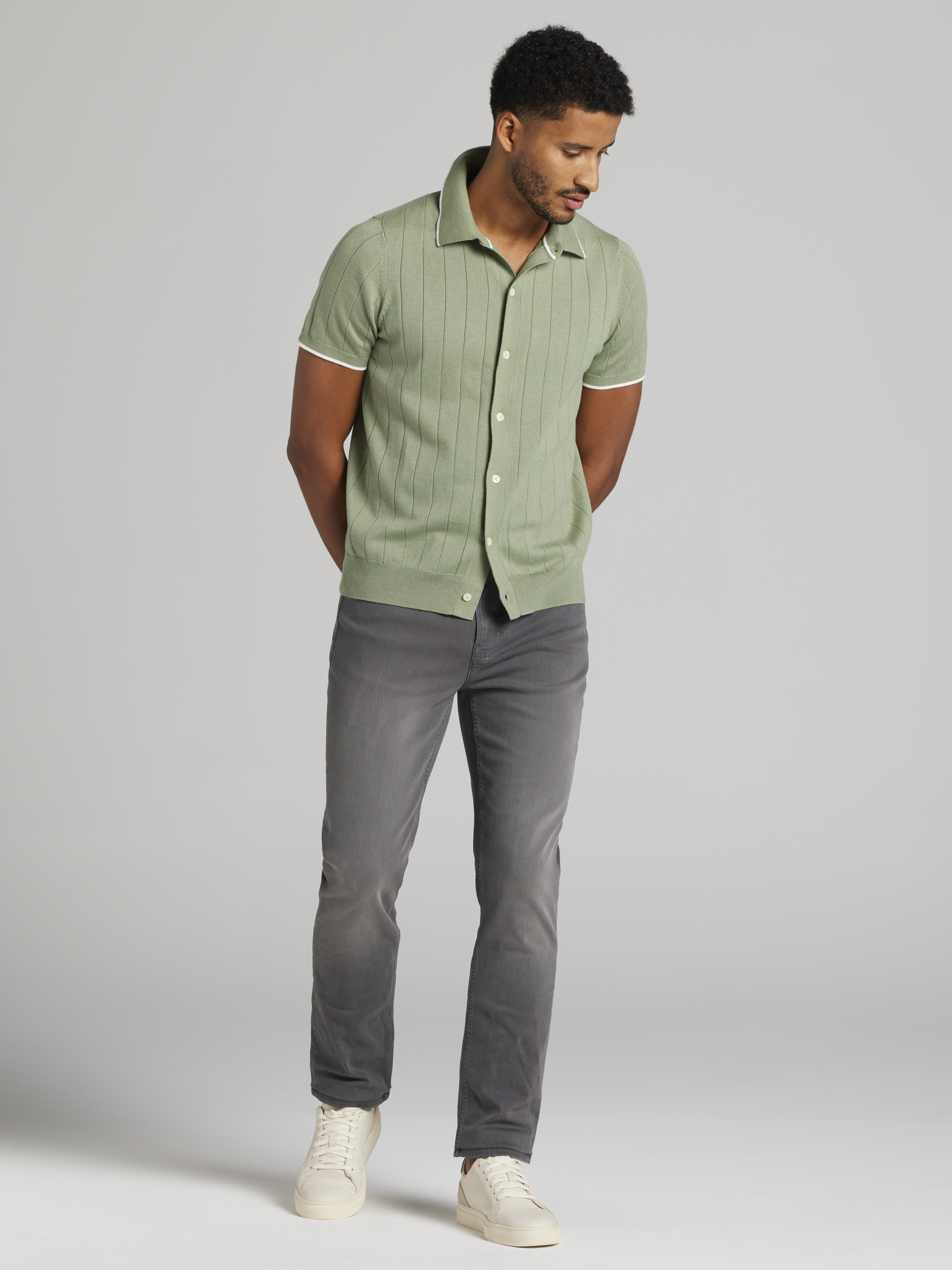 Modern Fit Lightweight Button Front Sweater