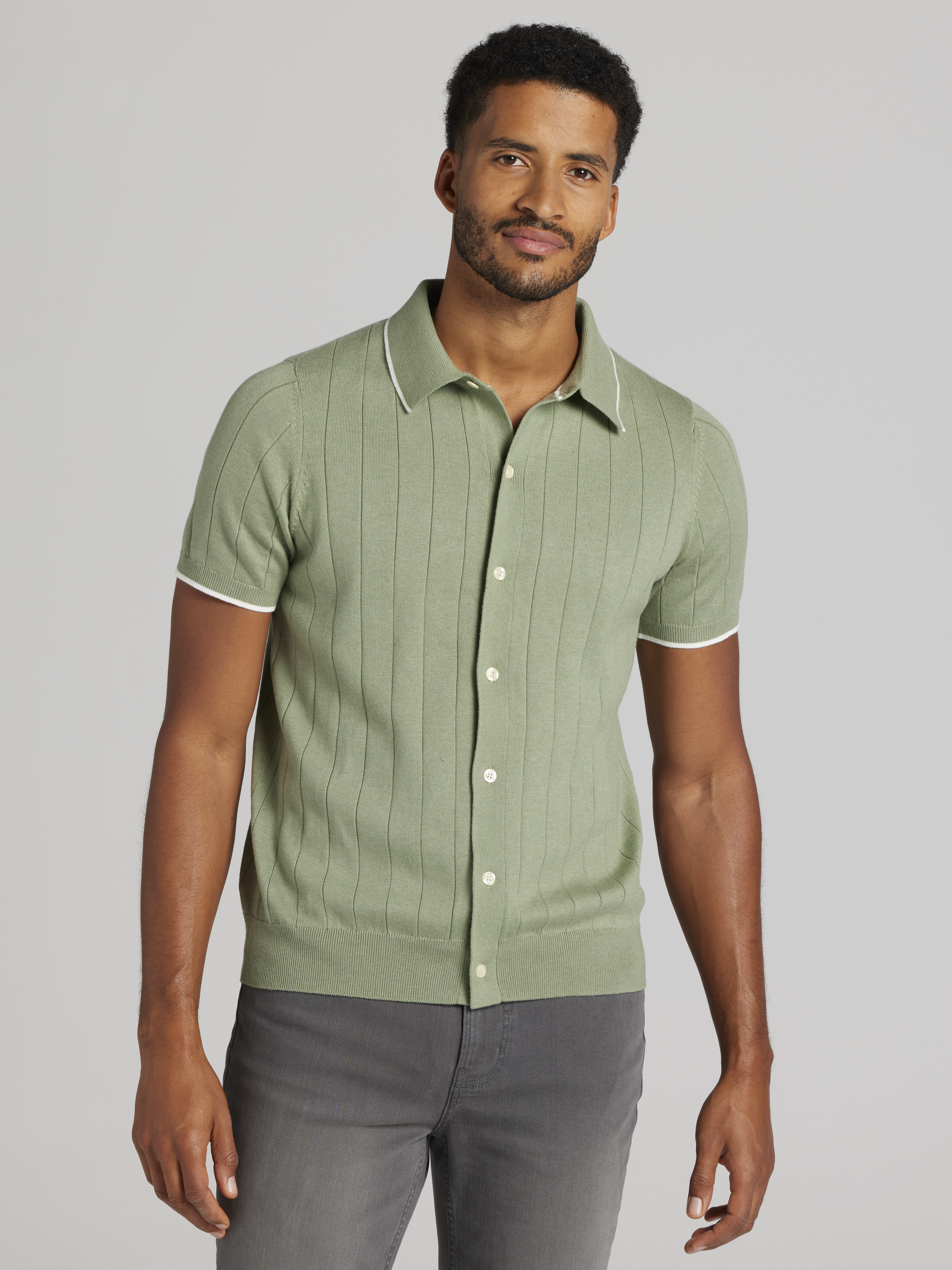 Modern Fit Lightweight Button Front Sweater