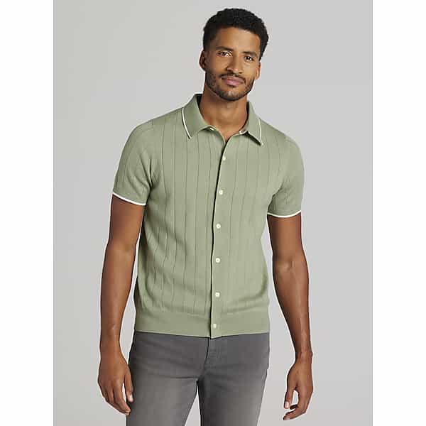 Joseph Abboud Men's Modern Fit Lightweight Button Front Sweater Oil Green - Size: XL TMW6B8K40009
