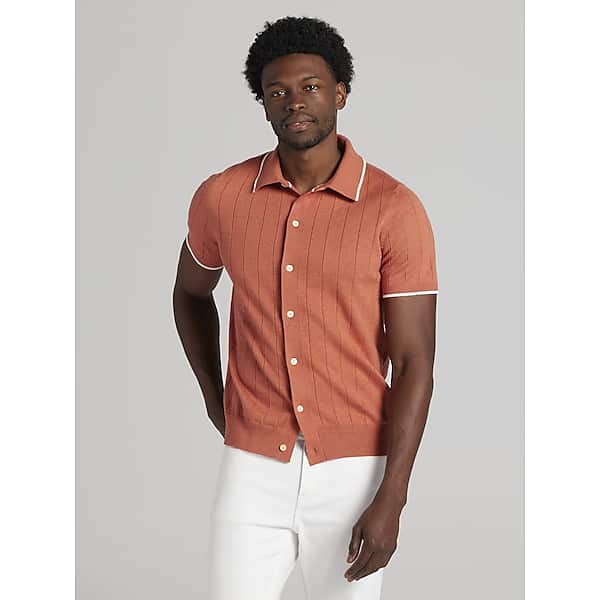 Joseph Abboud Big & Tall Men's Modern Fit Lightweight Button Front Sweater Rust - Size: 4XLT TMW6B8L51018