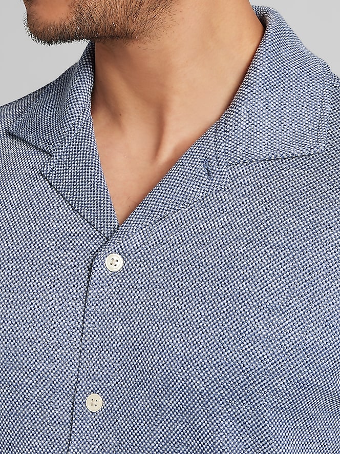 Joseph Abboud Modern Fit Pique Knit Camp Shirt