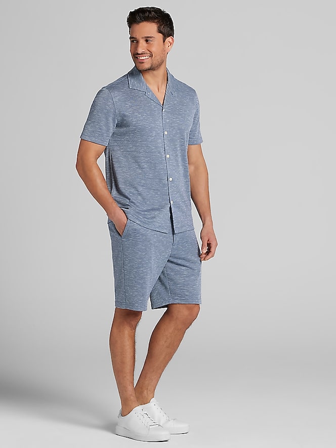 Joseph Abboud Modern Fit Pique Knit Camp Shirt