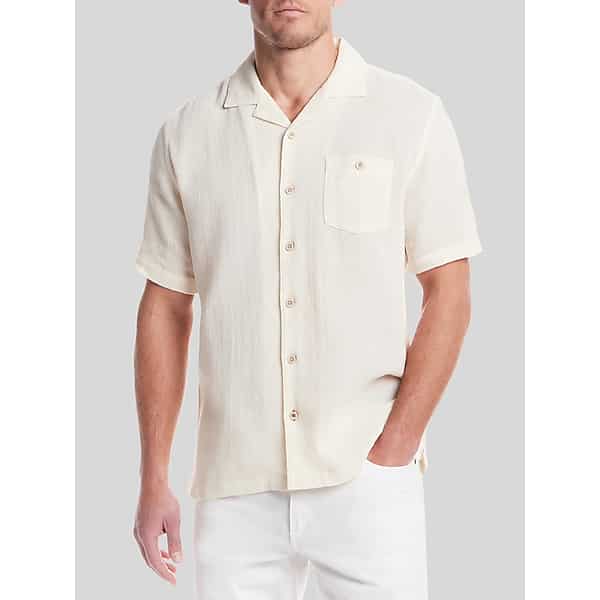 Weatherproof Vintage Big & Tall Men's Classic Fit Short Sleeve Camp Shirt Cream - Size: XXL TMW6BHZ50025