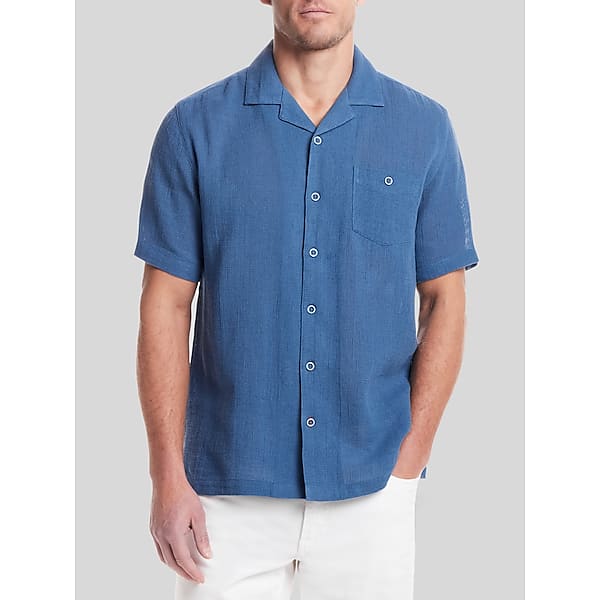 Weatherproof Vintage Men's Classic Fit Short Sleeve Camp Shirt Bright Blue - Size: Small TMW6B8T10031