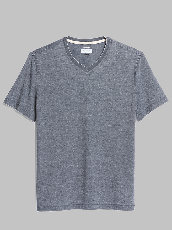 Joseph Abboud Big & Tall Men's Modern Fit Breathable Burnout V-Neck Tee , Navy / Blue