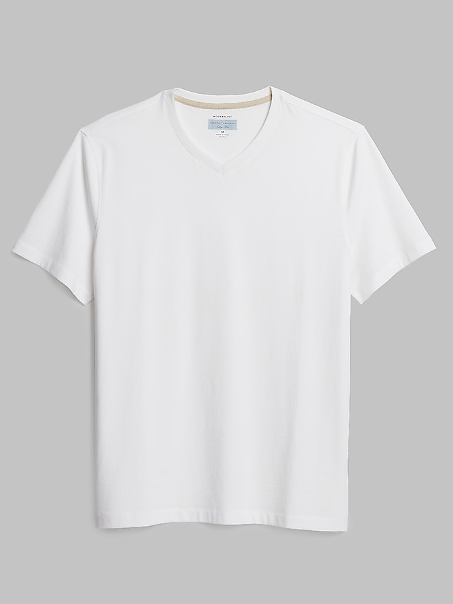 Joseph Abboud Big & Tall Men's Modern Fit Breathable Burnout V-Neck Tee , White