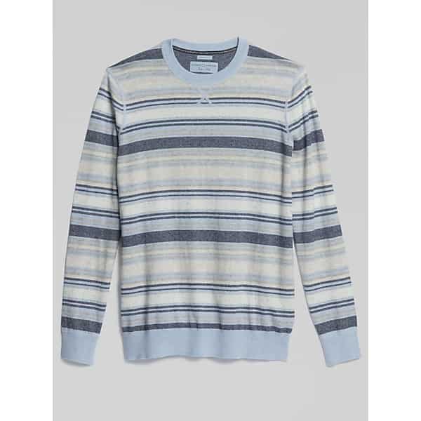 Joseph Abboud Big & Tall Men's Modern Fit Heathered Stripe Crewneck Sweater Navy/Grey - Size: 4X TMW6BAC50834
