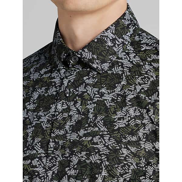 Awearness Kenneth Cole Men's Slim Fit Button Up Shirt Black - Size: Large TMW6B9030002