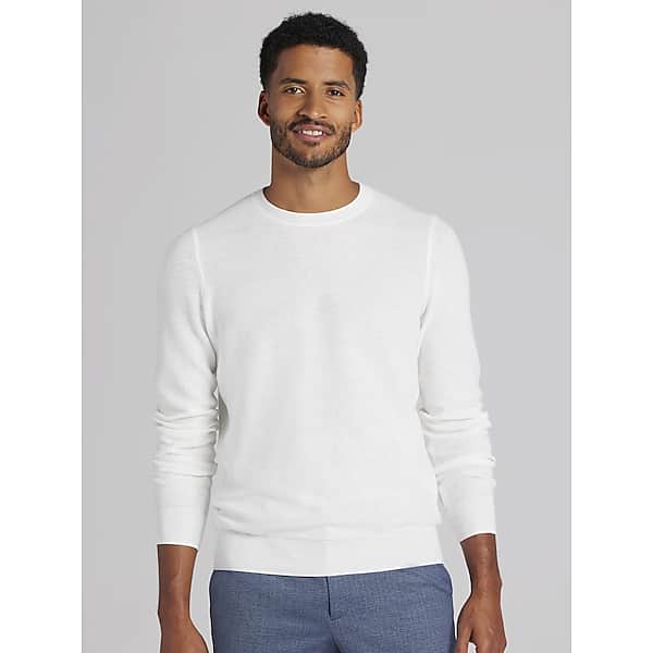 Joseph Abboud Big & Tall Men's Modern Fit Lightweight Crewneck Sweater Bright White - Size: 2XLT TMW6B9350710