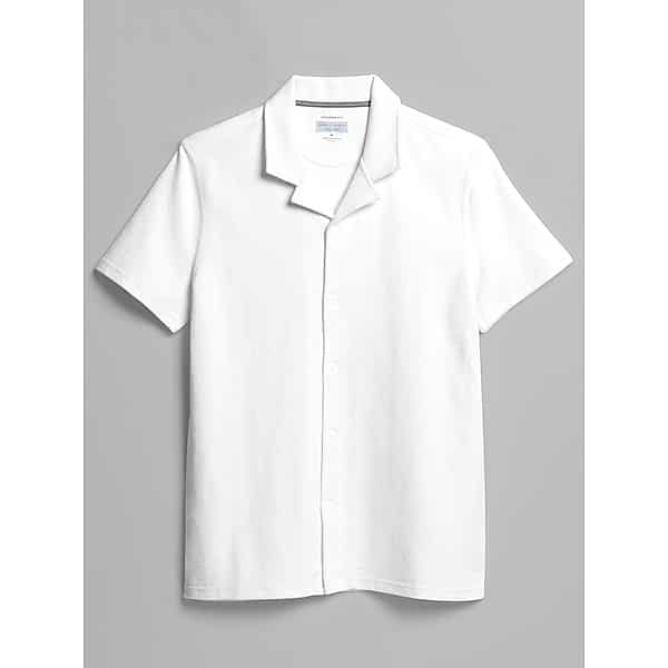 Joseph Abboud Men's Modern Fit Terry Camp Shirt White - Size: Medium TMW6B9620010
