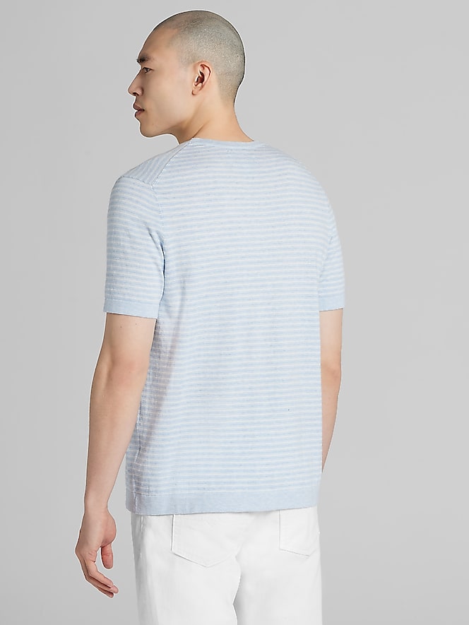 Joseph Abboud Heathered Stripe Crewneck Sweater