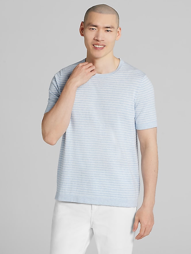 Joseph Abboud Heathered Stripe Crewneck Sweater
