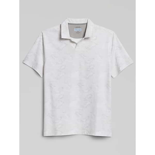 Joseph Abboud Big & Tall Men's Modern Fit Mosaic Print Polo White - Size: 4X