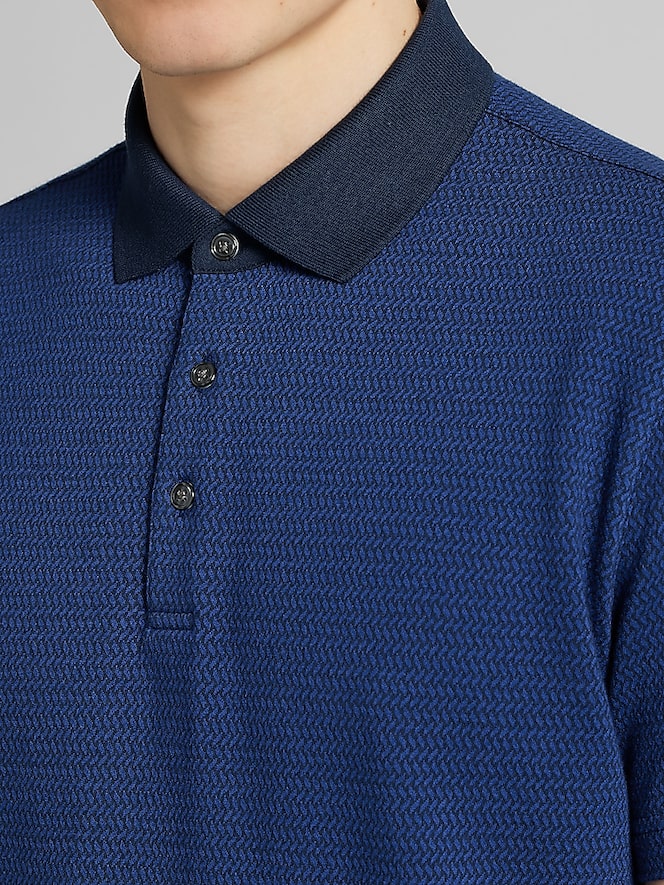 Joseph Abboud Modern Fit Basketweave Jacquard Polo