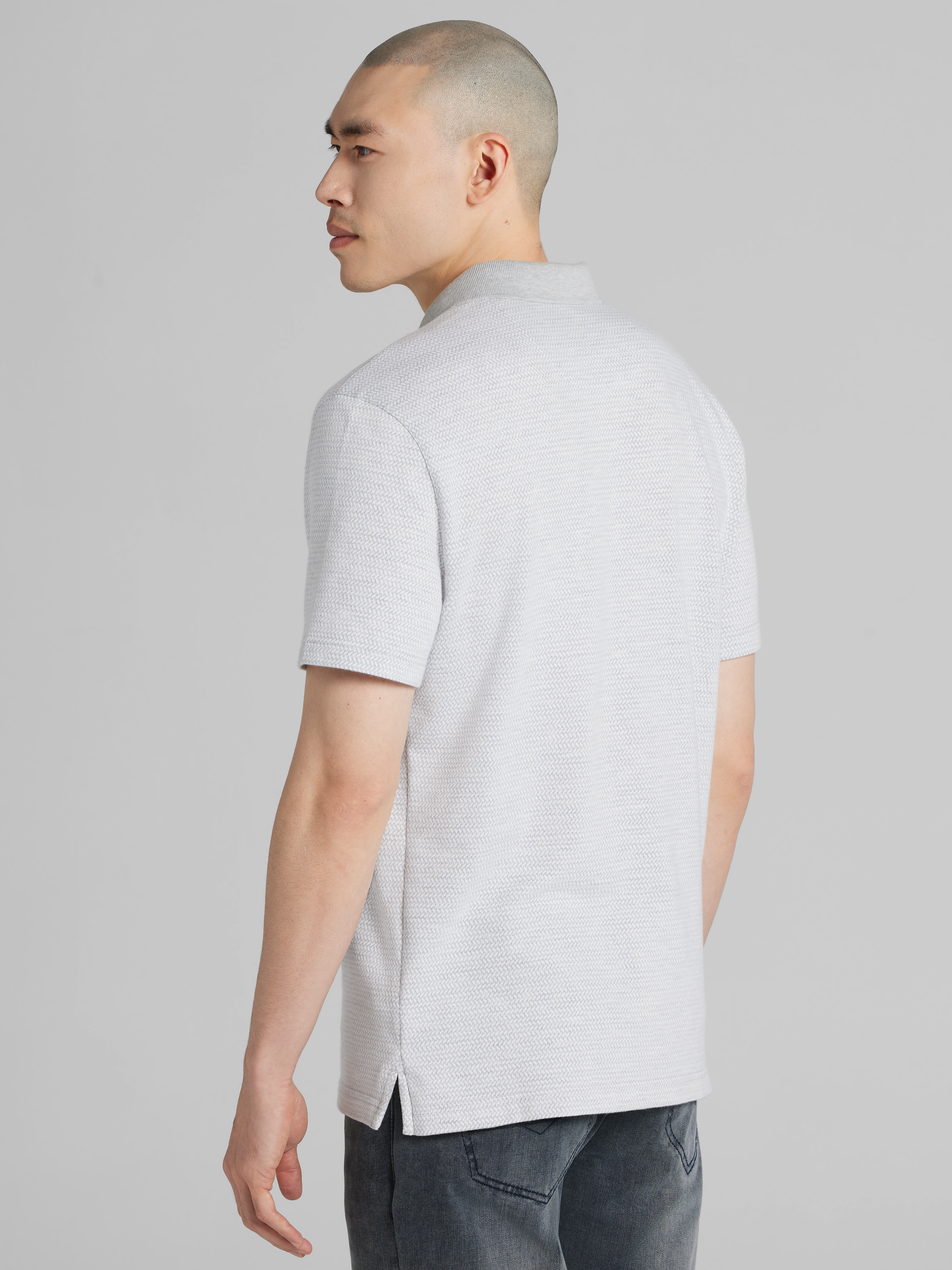 Modern Fit Basketweave Jacquard Polo