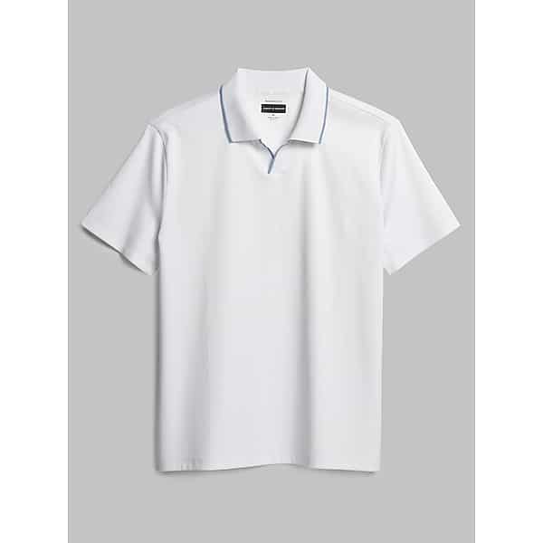 Joseph Abboud Men's Modern Fit Luxe Mini Stripe Johnny Polo White - Size: 2X TMW6B9L50210