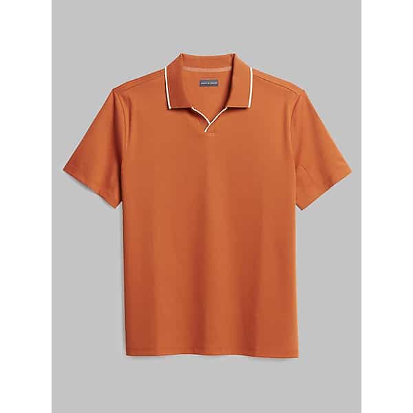 Joseph Abboud Big & Tall Men's Modern Fit Luxe Mini Stripe Johnny Polo Rust - Size: 2X TMW6B9L50218