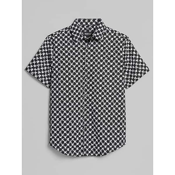 Awearness Kenneth Cole Men's CHILLFLEX Slim Fit 4-Way Stretch Button Up Shirt Black - Size: XLT TMW6BA150602