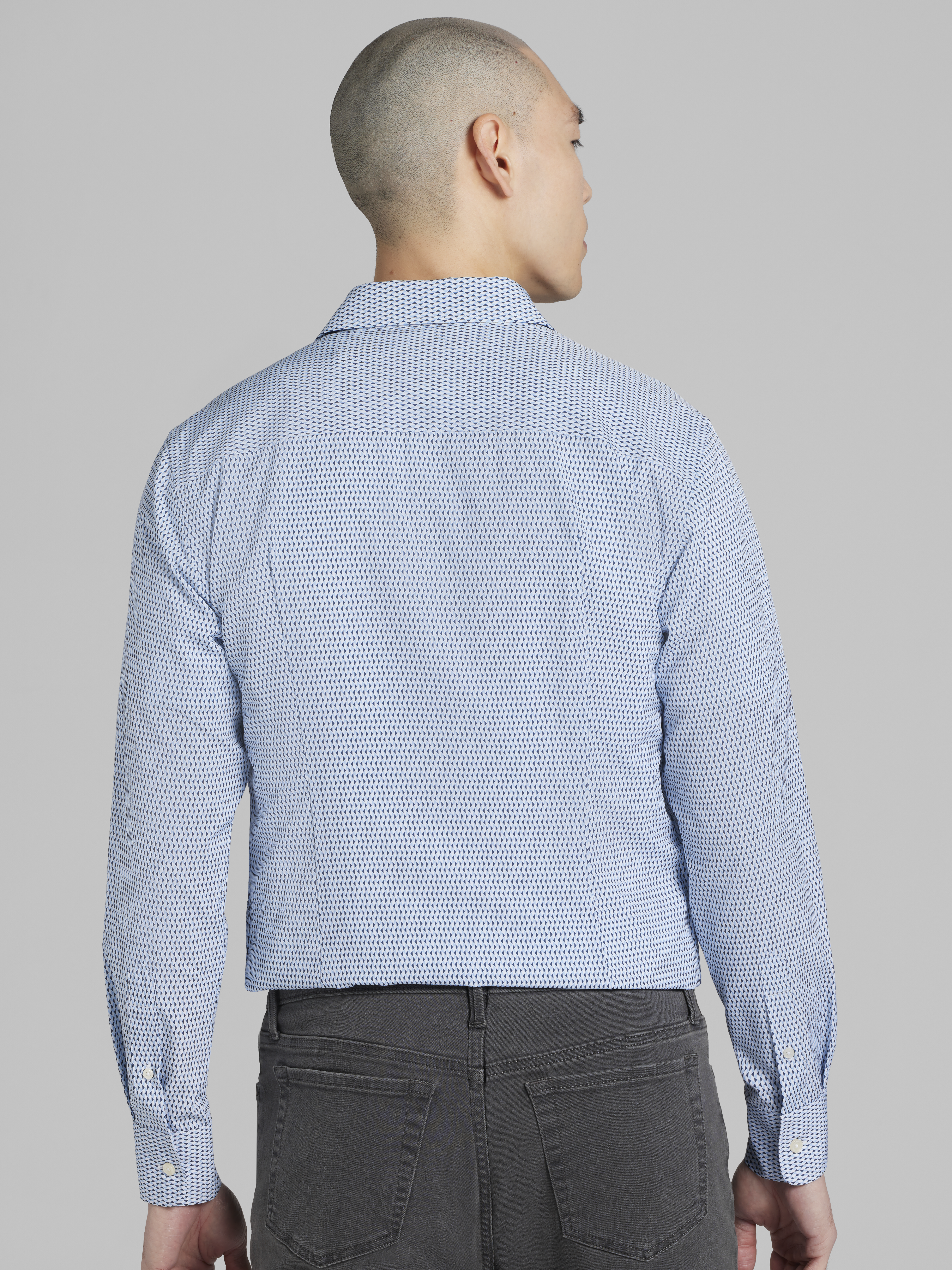 Slim Fit Vertical Triangles 4-Way Stretch Button Up Shirt