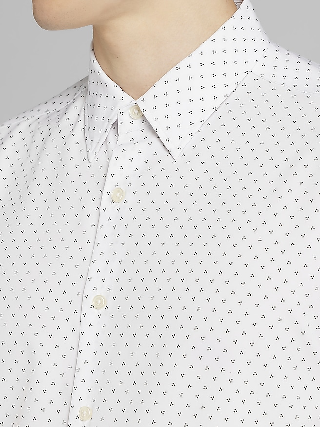 Awearness Kenneth Cole Men's Slim Fit 4-Way Stretch Button Up Shirt , White/Black