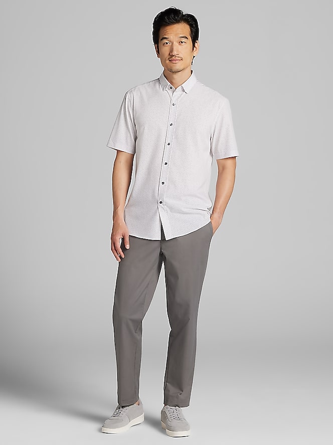 Awearness Kenneth Cole Slim Fit 4-Way Stretch Short Sleeve Button Up Shirt