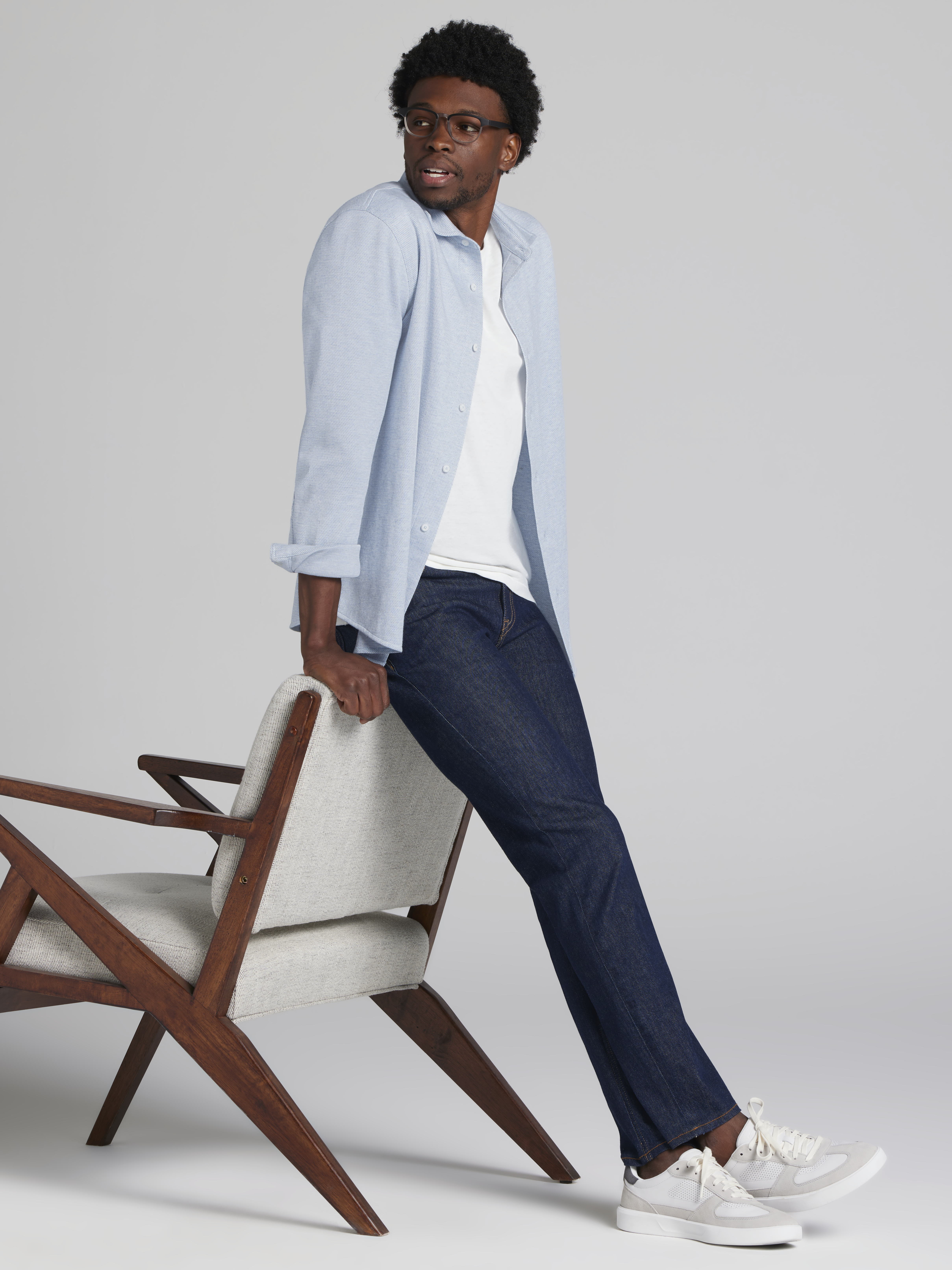 Modern Fit Heathered Twill Overshirt